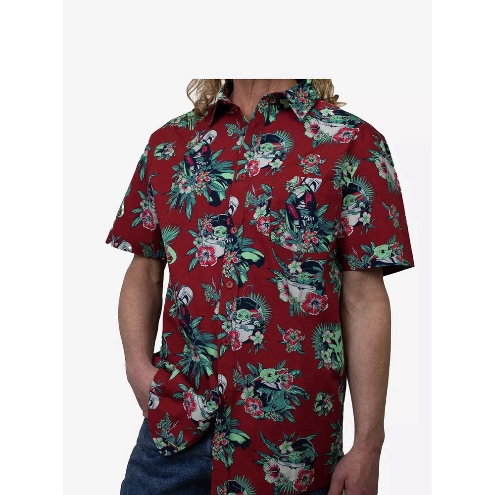 Star Wars The Mandalorian Grogu This Is The Bouquet Woven Button-Up XXL